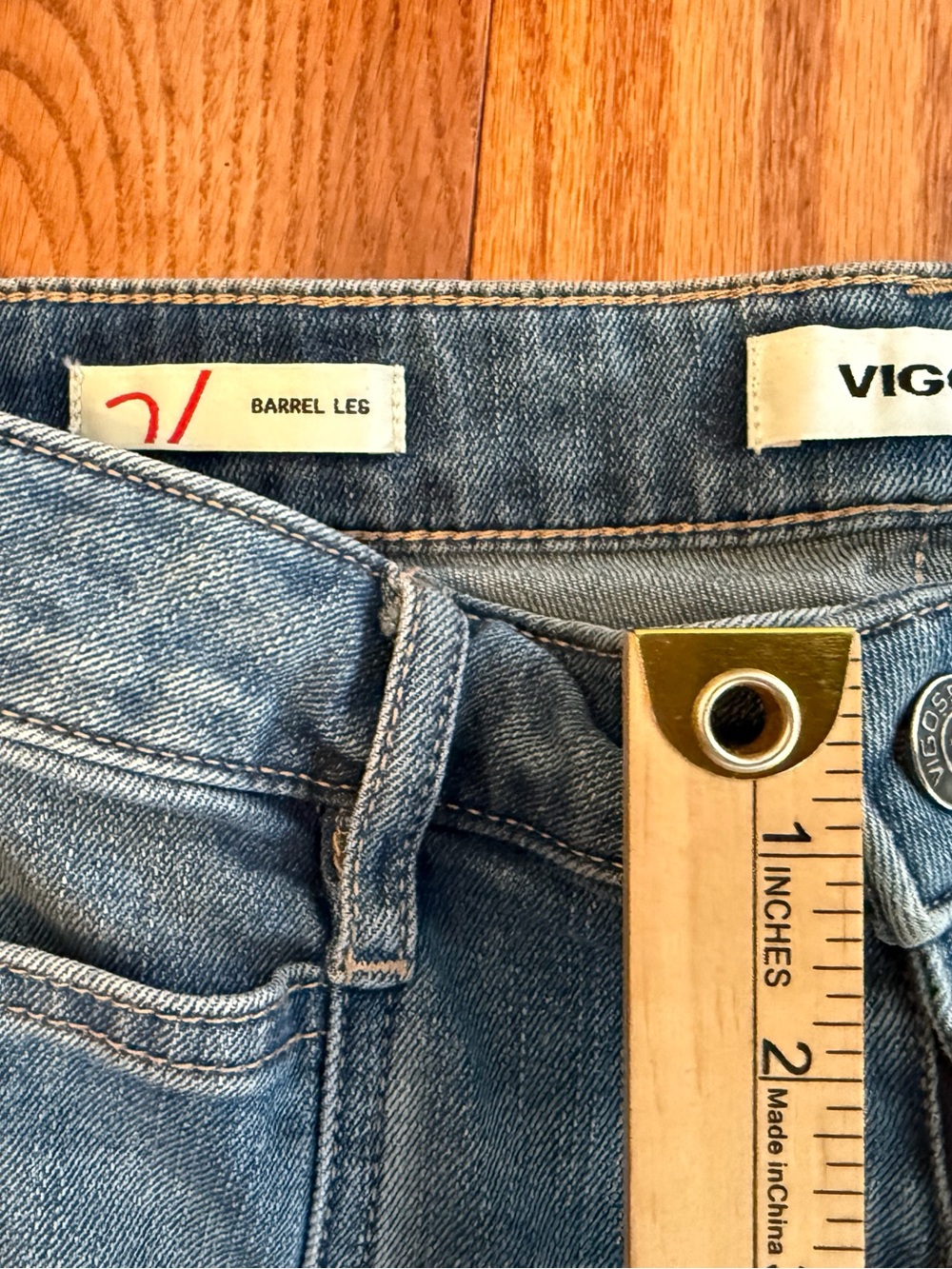 Vigoss Front Seam Barrel Jeans Size 29 Medium Blue Wash - Picture 6 of 9